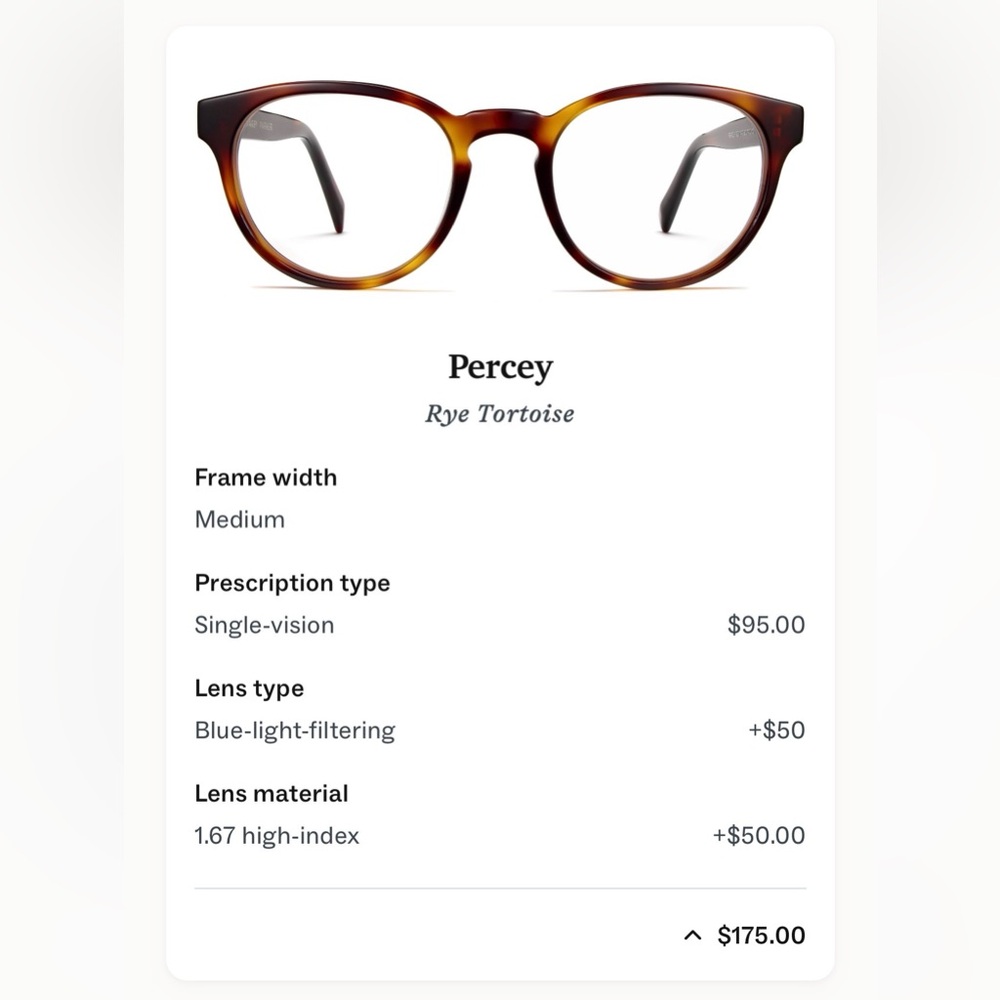 Warby Parker Percey Tortoise Glasses